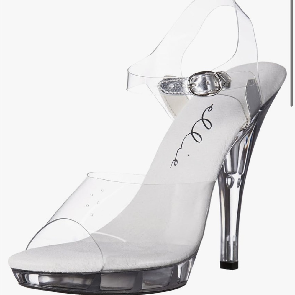 Clear competition heels posing heels